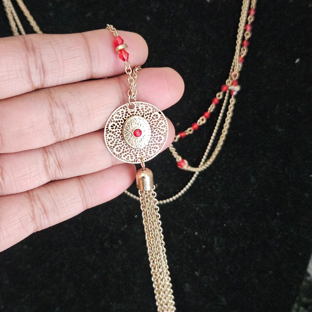 Charming Charlie Womens Gold Tone‎ Drop Pendant Fashion Necklace 17 in